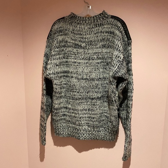 Vintage 80s leather trim Frontline sweater - Picture 2 of 4